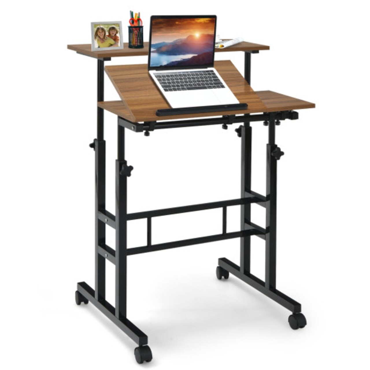 Mobile Standing up Desk Adjustable Computer Desk Tilting